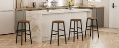 Bar Stools, Set of 2 Round Bar Chairs with Footrest, 24.4 Inch Kitchen Breakfast Stools, Industrial Bar Stools Easy Assembly