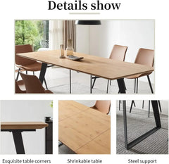 67" Modern mid-Century Dining Table and Chairs, Rectangular Wooden and Expandable Table, Space-Saving Multifunctional