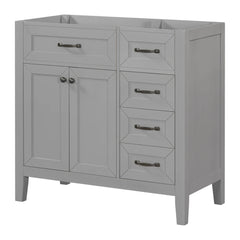 36" Bathroom Vanity with Sink Combo, Bathroom Cabinet with Drawers, Solid Frame and MDF Board, Grey