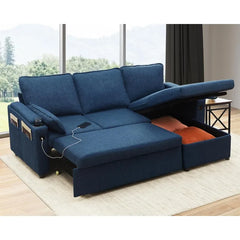 DURASPACE Sofa Bed Pull Out Couch Sleeper with Storage Chaise, with USB Charging Ports, Cup Holder