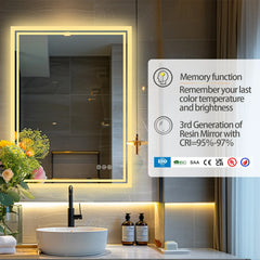 LED Backlit Mirror Bathroom Vanity with Lights,Anti-Fog,Dimmable,CRI90+,Touch Button,Water Proof,Horizontal/Vertical