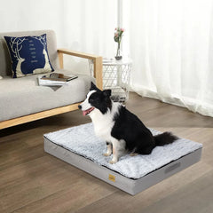 L XL 2XL 3XL Dog Bed Gray Orthopedic Pet Calming Bed Soft Sponge Foam Base Dog Crate Kennels Mat with Removable Cover