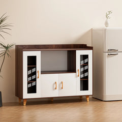 Kitchen Storage Cabinet with Open Shelf and 4 Doors, Modern Storage Cabinet for Kitchen, Dining Room, Living Room