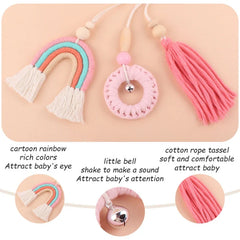 3/4 Pcs Baby Gym Frame Beech Wood Ring Baby Fitness Rack Pendants Silicone Beads Teether Newborn Stroller Rattle Play Gym Toys