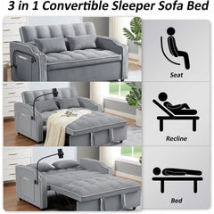 Sofa Bed, 3-in-1 Sofas Bed with USB Port and Ashtray and Rotating Cell Phone Holder and Storage Pouch, Sofa Sleeper