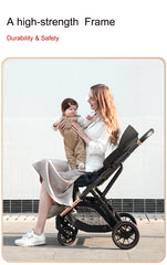 2024 New Arrival High View Portable Baby Stroller Ergonomics Seat Bassinet for Newborn One Hand to Recline Pram