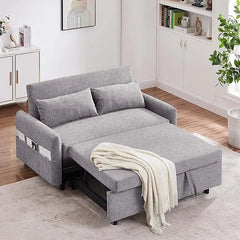 Modern Convertible Sleeper Sofa Bed, Seat Lounge Sofa w/Reclining Backrest,Toss Pillows,Sofa Couch Pullout Bed for Living Room