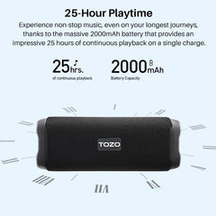 TOZO PA2 Bluetooth Speaker with Dual Drivers & Dual Bass Diaphragms Deep Bass Loud Stereo Sound 25H Playtime Wireless Speaker