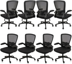 Desk Chairs with Wheels, Ergonomic Mesh Office Chair Adjustable Height and Swivel Lumbar Support  Chair with Flip Up Armrests