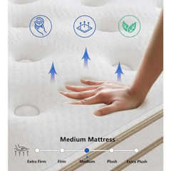 King Size White Mattress Memory Foam 12 Inch King Mattresses in A Box,Breathable Comfort,for Sleep Supportive Pressure Relief.