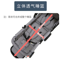 Twin baby strollers double front and back seat lie portable foldable child Cart