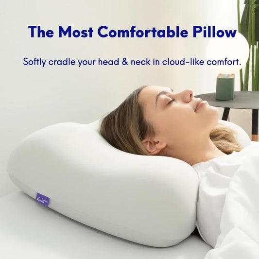 Cushion Lab Deep Sleep Pillow, Patented Ergonomic Contour Design for Side & Back Sleepers, Orthopedic Cervical Shape Gently Crad