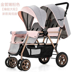 Twin baby strollers double front and back seat lie portable foldable child Cart