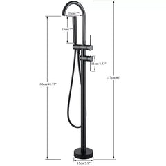 Black Floor Mounted Bath Tub Faucet Clawfoot Free Standing Bath Mixer Tap with Handshower Single Lever Bathtub Faucet