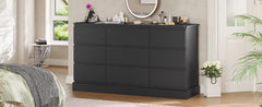 Bedroom Dresser , 61.4" Wide Dresser Chest of Drawers , Long Dresser TV Stand with Power Outlets, Sturdy Storage Cabinet