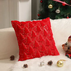 2pcs Christmas Plush Pillow Cover Single Side Embroidered Xmas Tree Living Room Sofa Cushion Party Decoration Pillow Cover 45cm