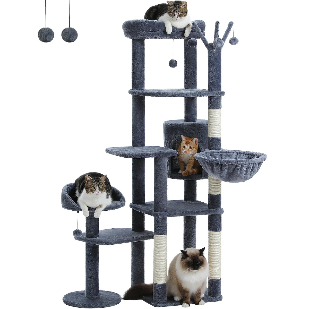 Cactus Tall Cat Tree for Large Cat Multi-Level Cat Tower for Indoor Cats Cat Condo with Large Hammock Scratching Post  2 Perches