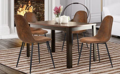 Dining Chairs Set of 4, Fabric Suede Dining Room Side Seating, Kitchen Chairs with Metal Legs for Living Room,Dark Brown