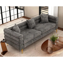 Oversized Sofa - 85 inch Sofa Couch, 3 Seater Comfy Bouclé Deep Seat Sofa for Living Room - Grey