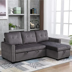 Modern Convertible Sleeper Sofa Bed, Seat Lounge Sofa w/Reclining Backrest,Toss Pillows,Sofa Couch Pullout Bed for Living Room