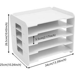 10 File Organizer for Desk 5-Tier Wood Desktop Organizer Paper Storage Letter Tray File Sorter for Home Office School