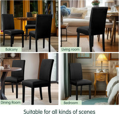 Dining Chair Set of 4 Faux Leather Dining Chairs High Back Upholstered Parsons Dining Chair Kitchen Side Chair Solid Wood Black