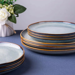 Ceramic Dinnerware Sets,Handmade Reactive Glaze Plates and Bowls Set,Highly Chip and Crack Resistant