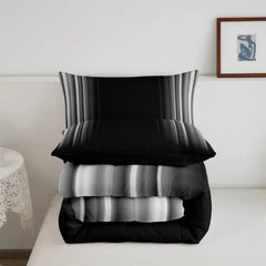 Comforter Set Kids Teens Dark Blue and Black Striped Bedding Bed Set Decor Modern Fashion Comforter Inner Fill Bedroom