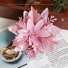 30/14.5cm Glitter Artifical Christmas Flowers Christmas Tree Decoration for Home Fake Flowers Plant Xmas New Year Party Decor