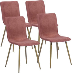 Dining Chairs Set of 4, Fabric Suede Dining Room Side Seating, Kitchen Chairs with Metal Legs for Living Room,Dark Brown