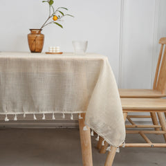 Elegant Linen Rectangle Table Cloth - Washable French Tablecloth for Kitchen Dining Tables, Parties & Special Occasions