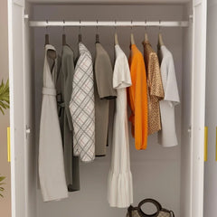 Large Wardrobe Armoire Closet with 4 Doors, White Wardrobe with Hanging Rods and Drawers, Top Cabinets, Bedroom Armoire