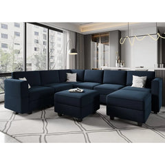 Velvet Sectional Sofa Modular with Storage Seat Oversized U Shaped Couch with Reversible Chaise Sofa Set Velvet Sectional Sofa