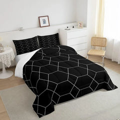 Comforter Set Kids Teens Dark Blue and Black Striped Bedding Bed Set Decor Modern Fashion Comforter Inner Fill Bedroom