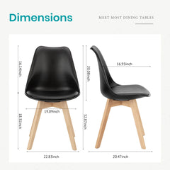 JHK PU Leather Dining Chairs Set of 4 Wooden Legs Lounge Chair for Home Kitchen Comfortable Sponge Cushion Living Room Chair