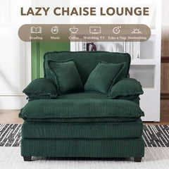 56.3'' Oversized Chaise Lounge Indoor,Corduroy Single Sofa Chair with Ottoman, Plush Upholstered Deep Seat, Lazy Sleeper Sofa