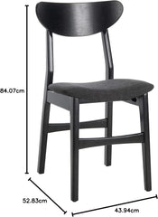 Home Lucca Retro Black Dining Chair, Wood, Set of 2