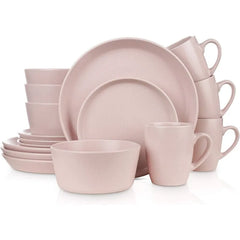 Modern Stoneware 16-Piece Round Dinnerware Set, Plates and Bowls Sets, Dish Set for 4