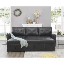 Sleeper Sectional Sofa with Convertible Sofa Bed &Inviting Chaise.Find Tranquil Comfort Stress-Relieving Design &Du