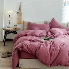 Duvet Pale Mauve Solid Color Bedding Set Jersey Knit Cotton Comforter Hotel Quality Solid Purple Comforter