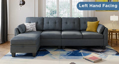 Convertible Sectional Sofa L Shaped Couch Reversible Sectional for Small Apartment, Bluish Grey