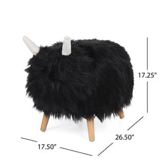 Velvet Cow-Shaped Ottoman, Cute Wood Foot Stool Shoes Changing Seat with Cushioned for Adult  Playroom, Porch Furniture, Stool