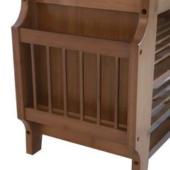 2-Tier Bamboo Shoe Bench w/ Seat Removable Cushion Entryway Shoe Organizer Shelf w/ Drawer