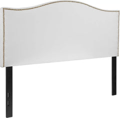 Comfort corner Upholstered Full Size Headboard with Nailtrim in White Fabric