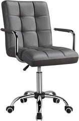 Desk Chairs with Wheels/Armrests Modern PU Leather Office Chair Midback Adjustable Home Computer Executive Chair 360 Swivel