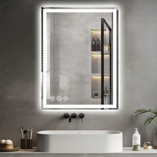 LED Bathroom Mirror for Wall,28 * 36 Smart Mirror Bathroom with Lights,Front and Backlit Wall Mirrors,UL Listed,Dimmable