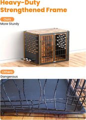 Dog Crate, Large and Medium Dogs, Decorative Pet House End Table, Rounded-Corner Wooden Cage Kennel Furniture, Modern Dog Crate