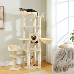 Cactus Tall Cat Tree for Large Cat Multi-Level Cat Tower for Indoor Cats Cat Condo with Large Hammock Scratching Post  2 Perches