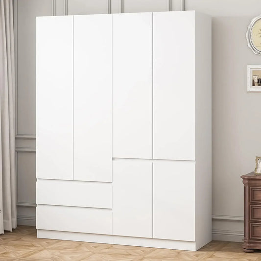 Armoire Wardrobe Closet, Clothes Cabinet with Hanging Rods, Adjustable Shelf, Freestanding Clothing Armoire, Wardrobes