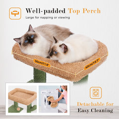 41''&36'' Cactus Cat Tree Tower with Sisal Scratch Posts Cozy Condo for Indoor Cats Multi-Level Climbing Stand with Soft Hammock